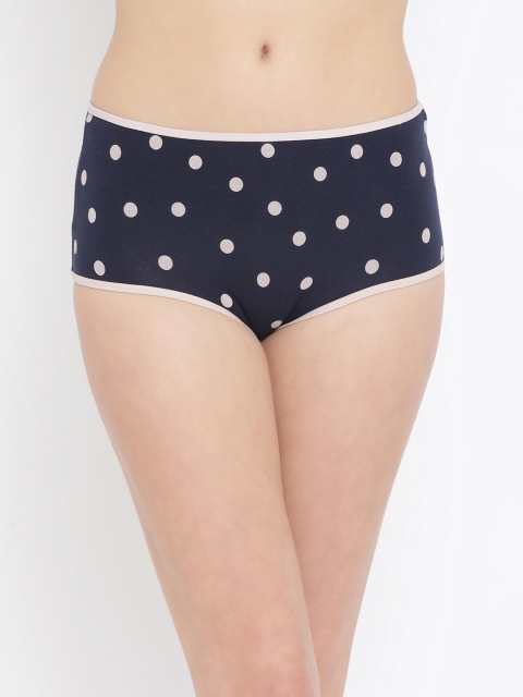Clovia Women Navy Blue & White Polka Dot Print High-Rise Hipster Briefs PN2715X08