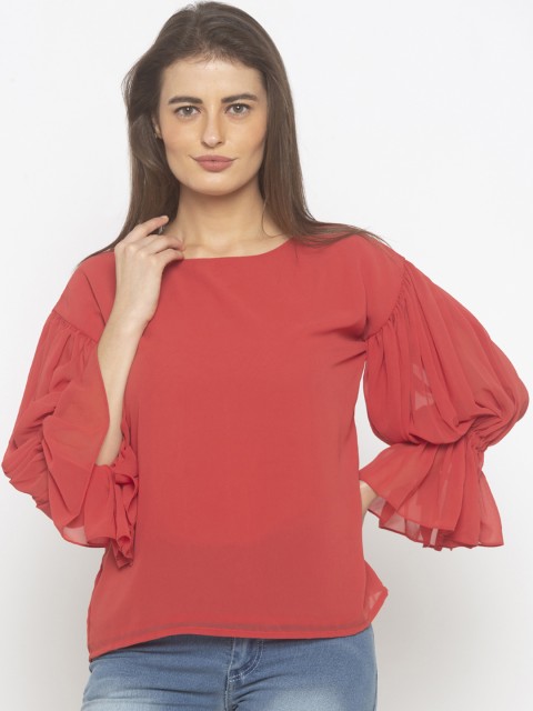 

Iti Women Coral Pink Solid Top