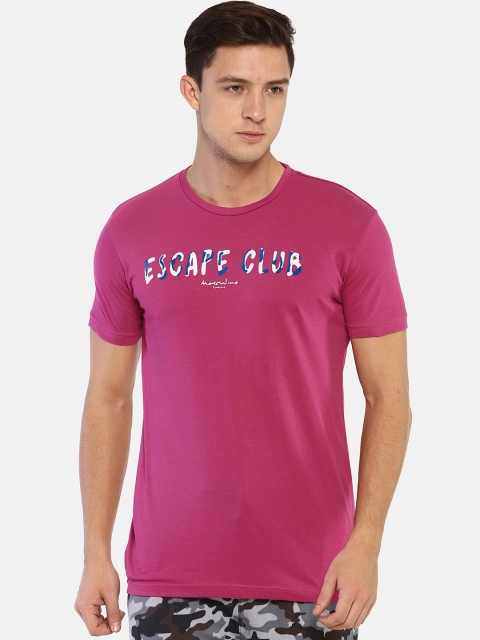 

Masculino Latino Men Pink Printed Round Neck Slim Fit T-shirt