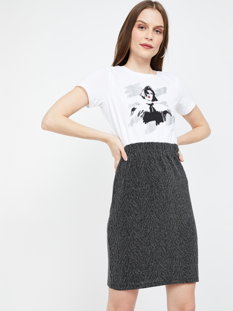 

Ginger by Lifestyle Women Black Self-Design Pencil Mini Skirt
