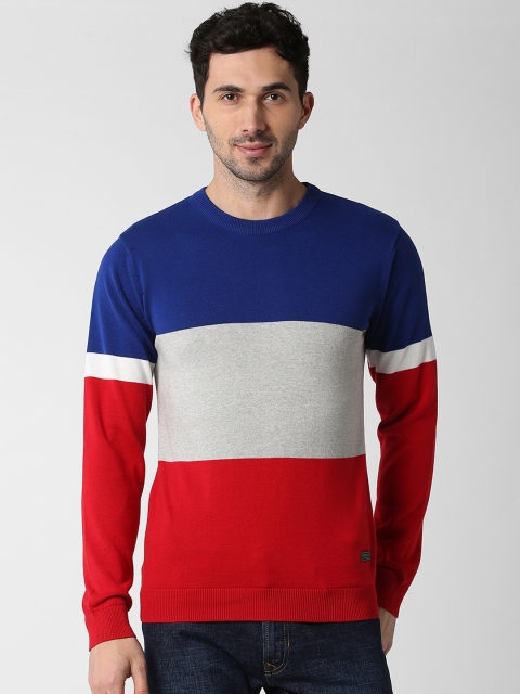

Peter England Casuals Men Blue Striped Pullover Sweater