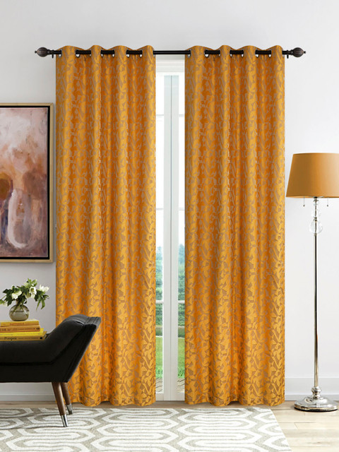 

Deco Window Set of 2 Gold-Toned Printed Door Curtains