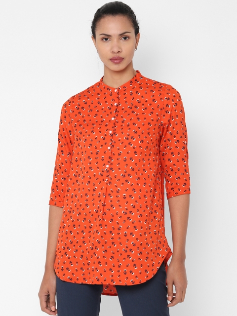 

Allen Solly Woman Orange & Navy Blue Printed Tunic