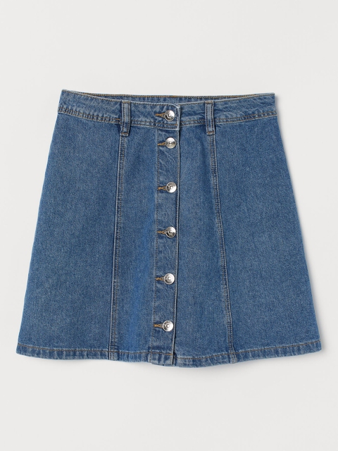 

H&M Blue Pure Cotton A-Line Skirt