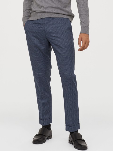 

H&M Men Blue Suit Trousers Slim Fit