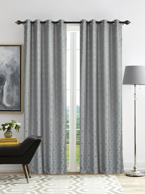

Deco Window Blue & Gold-Toned Set of 2 Curtain Curtains
