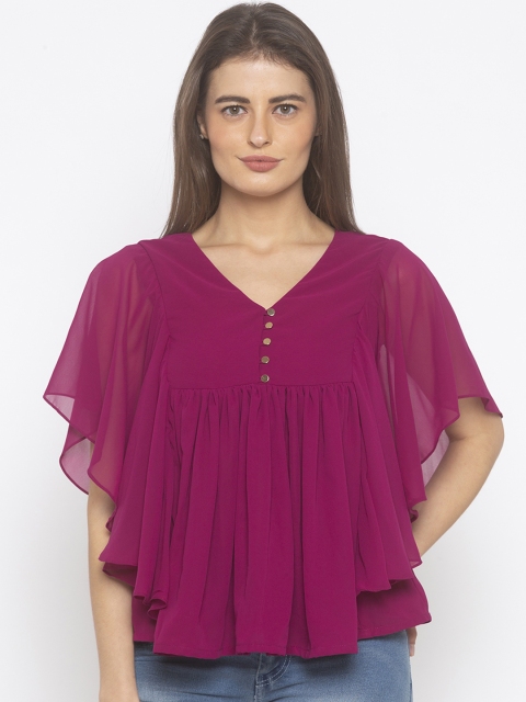 

Iti Women Purple Solid A-Line Top
