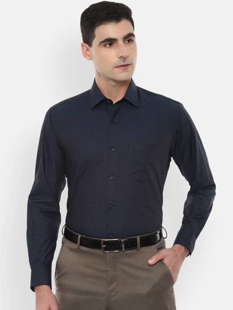 

Van Heusen Men Navy Blue Regular Fit Self Design Formal Shirt