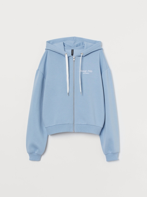 

H&M Women Blue Solid Hooded jacket