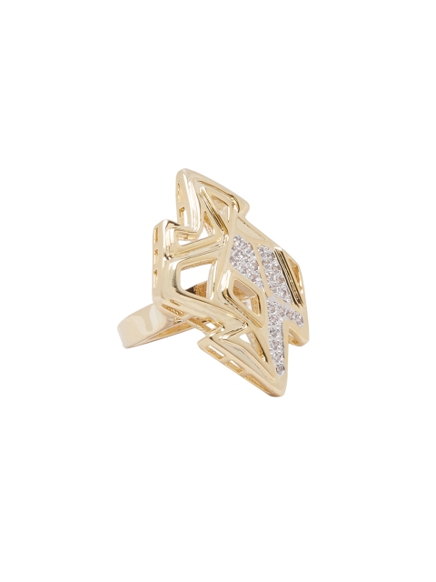 

shaze Gold-Toned Stone-Studded Amoeba Ring
