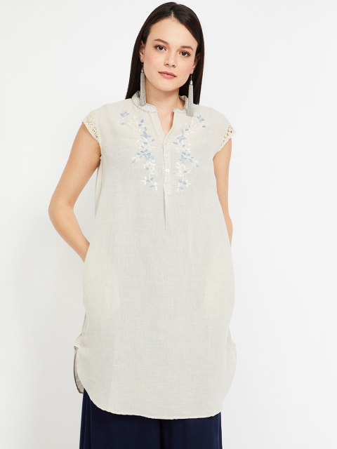 

Melange by Lifestyle Women Beige Embroidered Straight Kurta