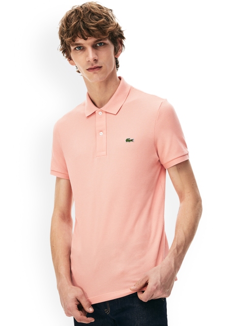 

Lacoste Men Pink Solid Polo Collar Slim Fit T-shirt