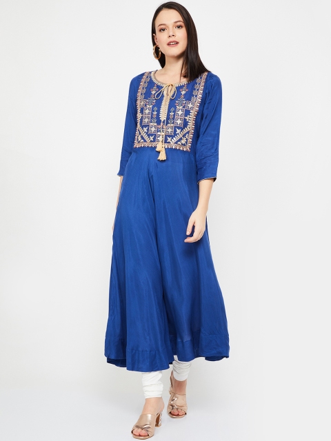 

Melange by Lifestyle Women Blue Yoke Design A-Line Kurta