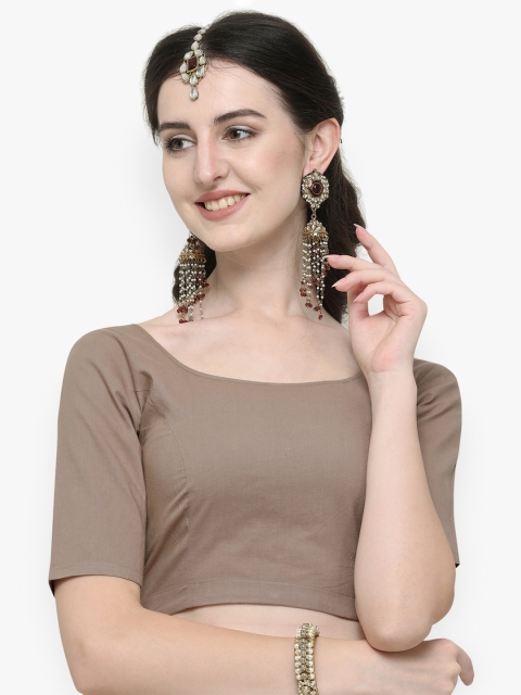 

Janasya Women Beige Solid Saree Blouse