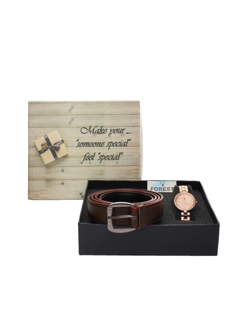 

Hobforestessentials Women Watch & Belt Gift Set, Rose gold