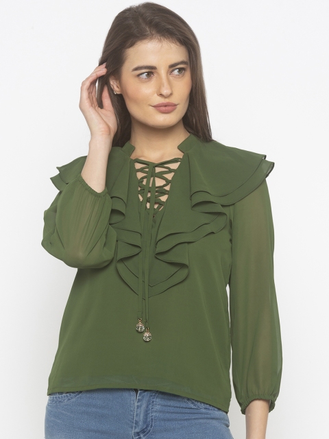 

Iti Women Olive Green Solid Top