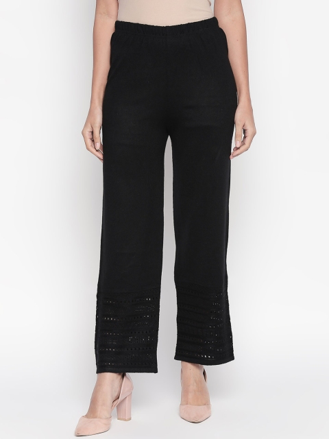 

RANGMANCH BY PANTALOONS Women Black Solid Straight Palazzos