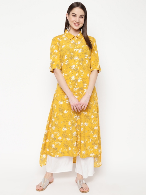 

Napra Women Yellow & White Printed A-Line Kurta