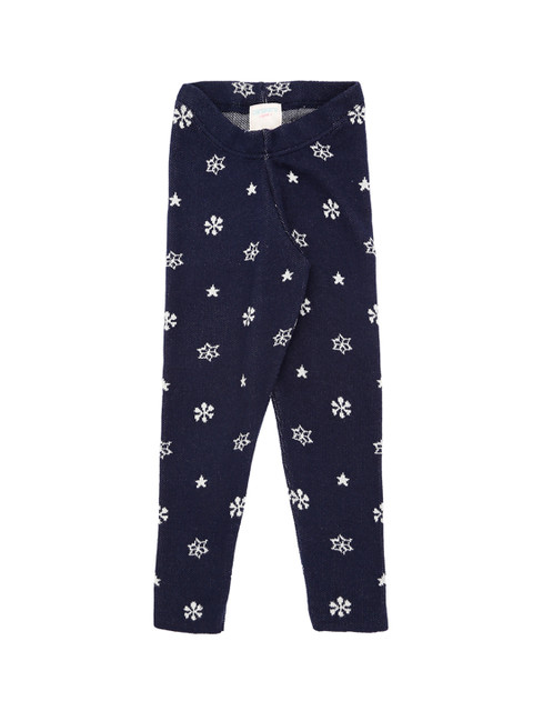 

Pantaloons Junior Girls Navy Blue & White Printed Ankle-Length Leggings