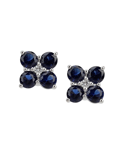 

Silgo Rhodium-Plated Blue CZ-Studded Geometric Studs