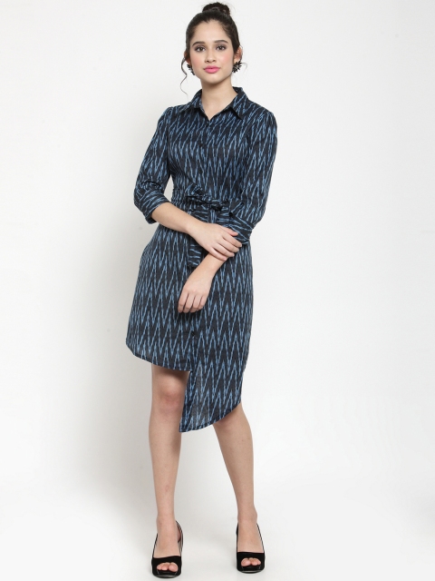 

Get Glamr Women Blue Printed Shirt Dress