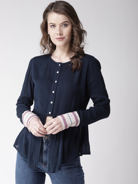 

MIWAY Women Blue Solid Peplum Top