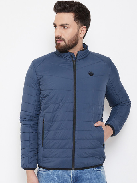 

Okane Men Navy Blue Solid Puffer Jacket