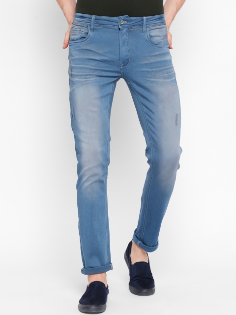 

Rex Straut Jeans Men Blue Tapered Fit Mid-Rise Clean Look Stretchable Jeans