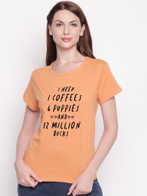 

Dreamz by Pantaloons Women Orange & Black Printed Top