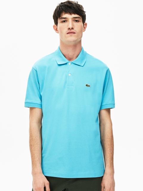 Lacoste Men Blue Solid Polo Collar T-shirt