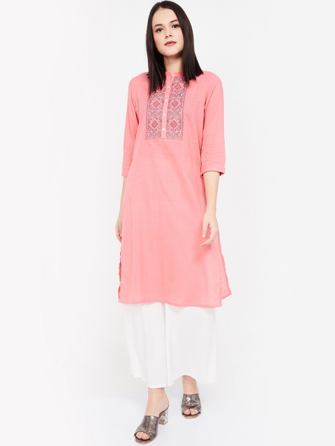 

Melange by Lifestyle Women Coral Yoke Design Straight Kurta