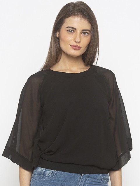 

Iti Women Black Solid Bardot Top