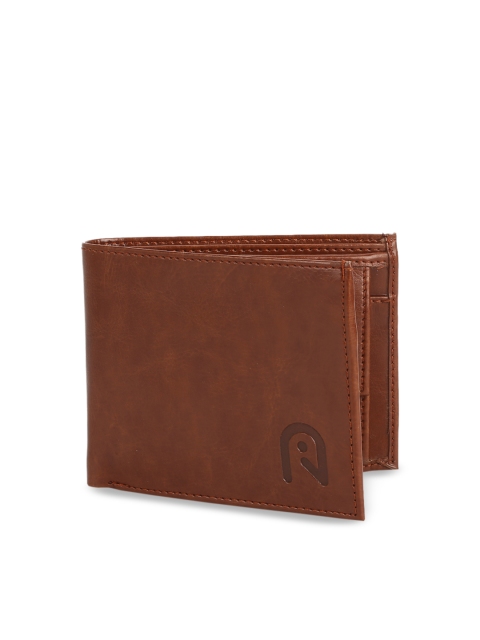 Indiamigo Men Brown Solid Leather Two Fold Wallet