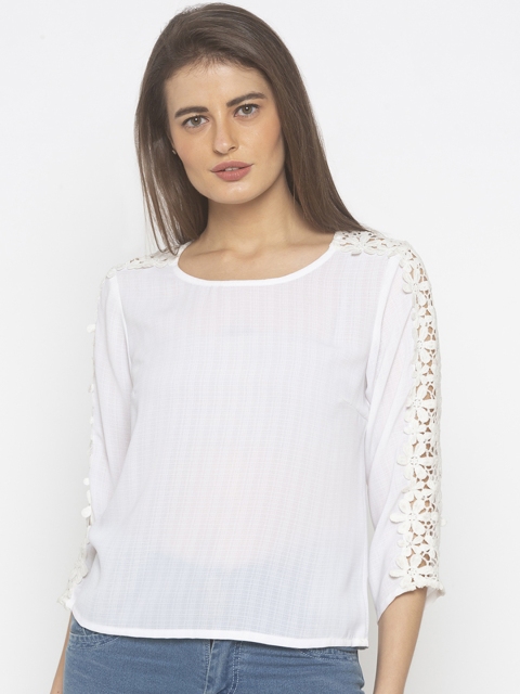 

Iti Women Off-White Self Design Top