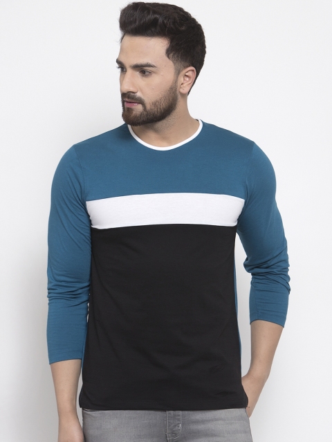 

Kalt Men Teal Colourblocked Round Neck T-shirt