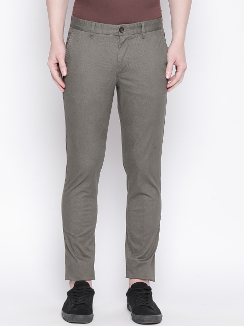 

BYFORD by Pantaloons Men Olive Green Slim Fit Solid Regular Trousers