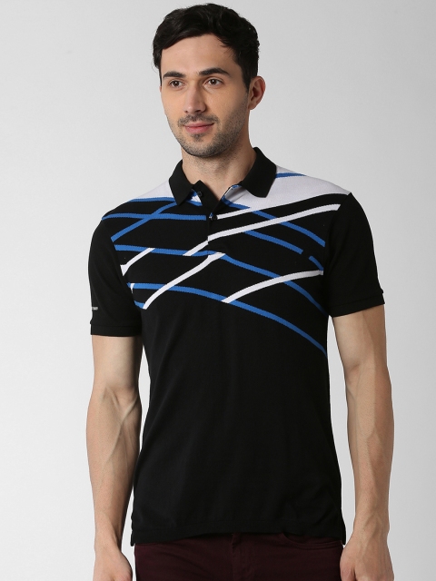 

Peter England Casuals Men Black Slim Fit Printed Polo Collar T-shirt