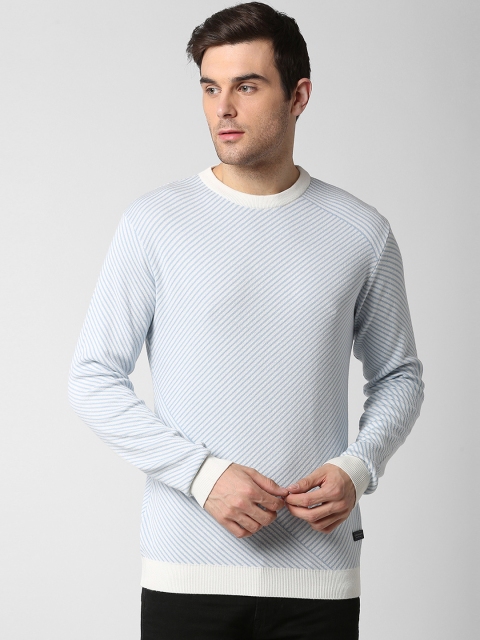 

Peter England Casuals Men Blue & White Striped Pullover Sweater