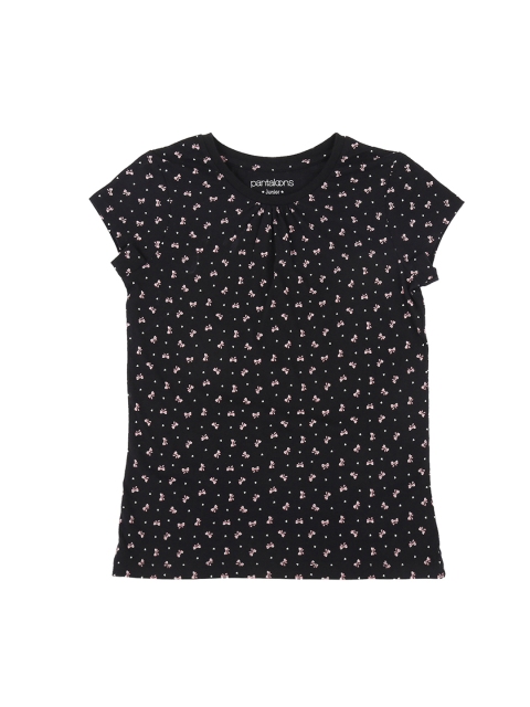 

Pantaloons Junior Girls Black Printed Round Neck T-shirt
