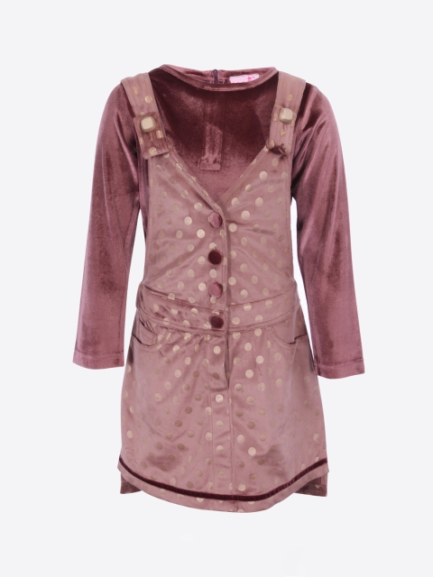 

CUTECUMBER Girls Pink Polka Dots Printed A-Line Dress