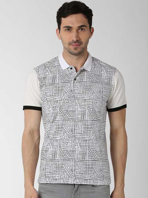 

Peter England Casuals Men White & Black Printed Polo Collar T-shirt