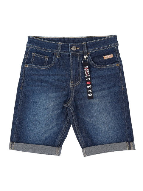 

Pantaloons Junior Boys Navy Blue Washed Regular Fit Denim Shorts