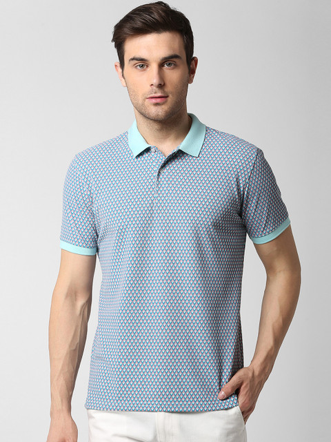

Peter England Casuals Men Blue Printed Polo Collar T-shirt