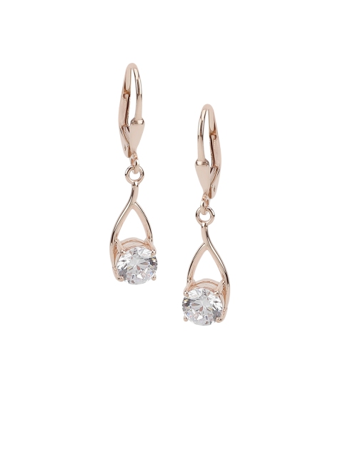 

Silgo 925 Sterling Silver Rose Gold-Plated CZ Contemporary Drop Earrings