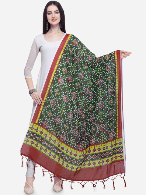 

Satrani Green & Maroon Printed Dupatta