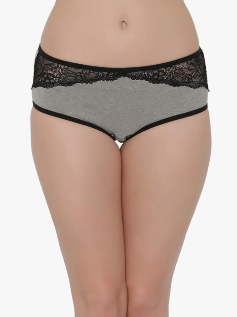 

Clovia Women Grey Solid Mid Waist Hipster Briefs PN2494P01S