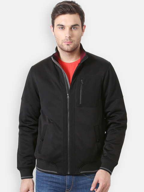 

Peter England Casuals Men Black Solid Bomber