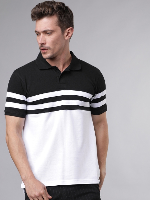 

Ecko Unltd Men Black & White Colourblocked Polo Collar T-shirt