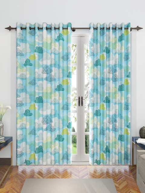 

Divine Casa Blue & White Set of 2 Door Curtains