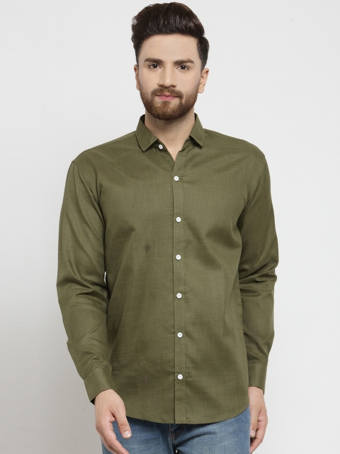 

JAINISH Men Olive Green Classic Regular Fit Solid Casual Shirt